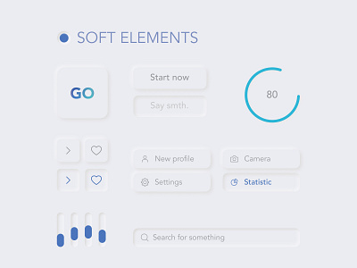 Pack of buttons and elements in neomorphism style