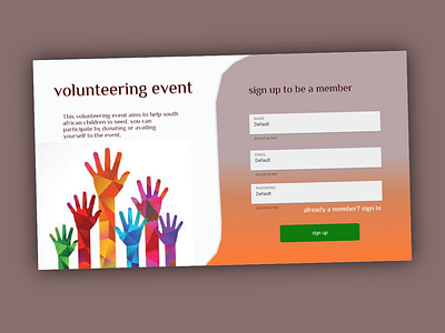 Sign up page for Volunteer event @dailyui @designs