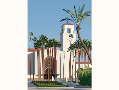 California Architecture architecture building city cityscape downtown landmark palm poster railway southern station tree union wallpaper