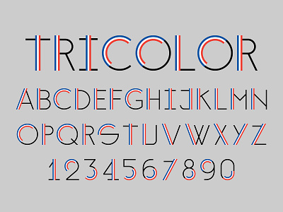 Font "Tricolor". Colors of French flag