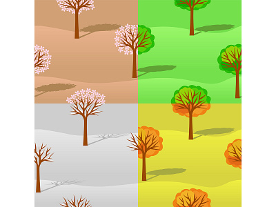 Four Seasons abstract background blossom concept design fall grass nature seamless season snow spring summer template tree wallpaper web winter year