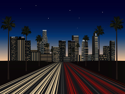 Los Angeles at night abstract background concept design illustration template tree wallpaper