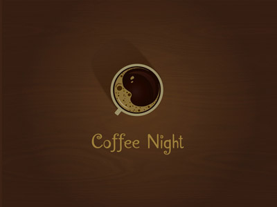 Coffee Night brown cafe coffee logo moon night warm