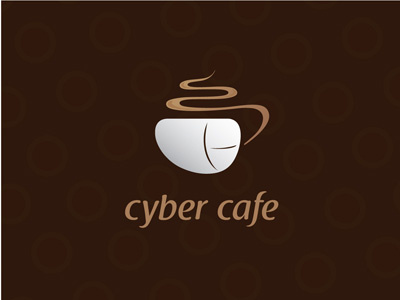 Cyber Cafe brown cafe coffee computer cyber logo mouse warm