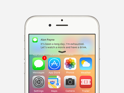 iOS Notification UI apple blue blur color design flat green ios notification red
