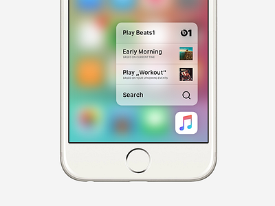 Proactive 3D Touch Shortcuts 3d apple blur design flat ios music shortcut touch ui