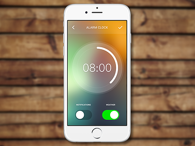 Alarm Clock blur circle clean color design flat interface ios simple switch