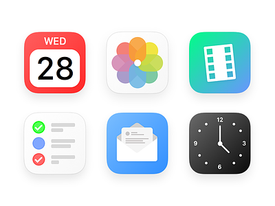 My take on iOS Icons apple blue calendar color design icon ios mail photos red reminders white