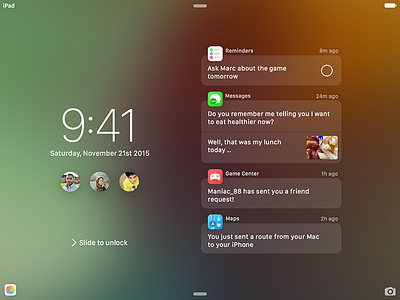 iPad Lockscreen accounts apps design interface ios ipad lockscreen messages notifications ui