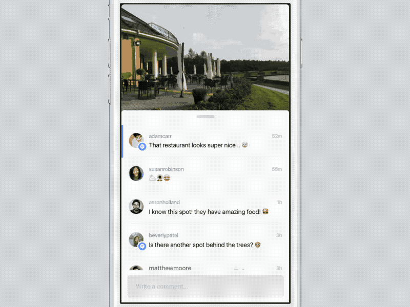 Pinned Comments in 360° Photo animation comments design framer interaction ios prototype social ui ux
