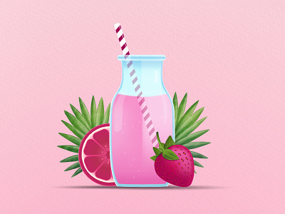 Strawberry Juice animation art branding design dribbble dribbble invite graphic design illustration strawberry ui vector wallpaper web