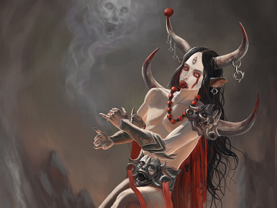 Demon of Taurus artist artwork board game card design cardgame character characterdesign darkfantasy demon fantasy fantasy art game art horror horrorart illustration zodiac