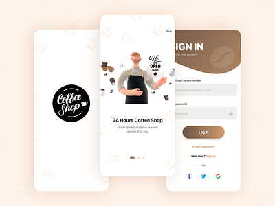 Coffee shop app UI design