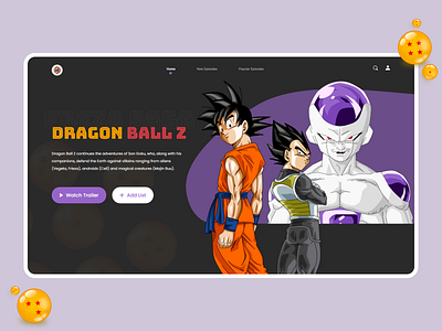 Dragon Ball Z Landing Page animation design dragon ball dragon ball z graphic design illustration landing page ui uiux ux website