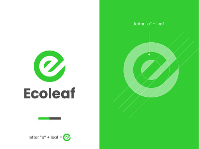 Ecoleaf brand branding design e eco leaf leaf logo letter e logo logo design logodesign minimal leaf minimalistic vector