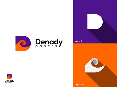 Denady papers abstract brand branding clean company design eye catchy logo icon logo logo design logodesign paper paper role printing simple logo youtube logo