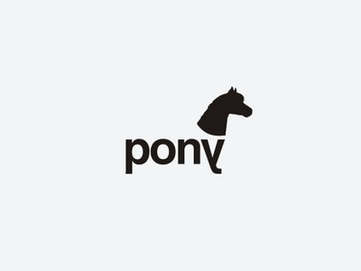 Pony bw horse logo typography