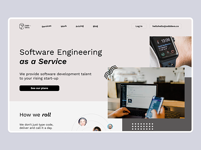 Software Engineering Startup boutique cta design fold hero hero section landing landing page ui patterns services software company team technology trendy typography ui