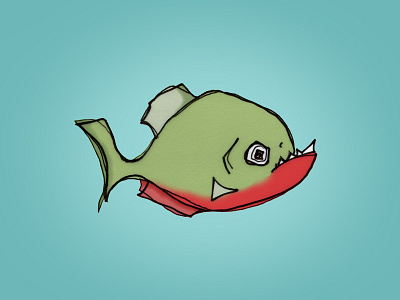 Piranha drawing fish illustration piranha
