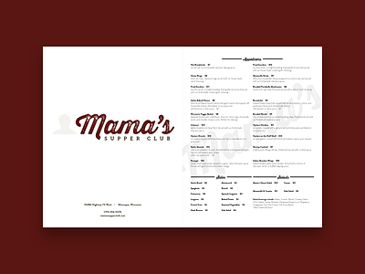 Menu Cover branding menu restaurant supper club