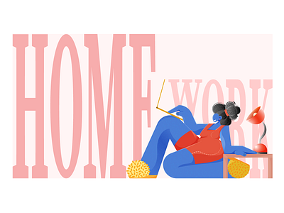 Home work design epidemic flat girl gradient house icon illustration illustrator logo vector virus work