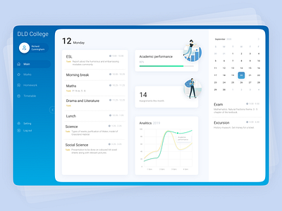 Dashboard Electronic school journal calendar concept crm crm software design desktop education graphic interface science scool shedule shoot student ui uidesign ux uxui webdesign