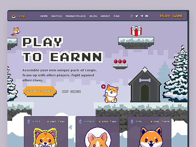 Corgi Play to Earn | Pixel Concept 90 bitcoin christmas clean crypto dashboard corgi crypto crypto wallet dribbble kris ethereum game new year nft ui