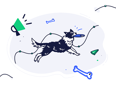 Jumping Dog Catching Frisbee animals animals illustrated flat frisbee illustration jump marketing marketing agency vector