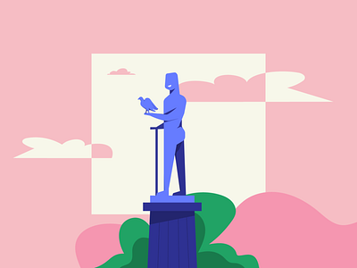 The Winner Monument character colors design flat illustration man people vector
