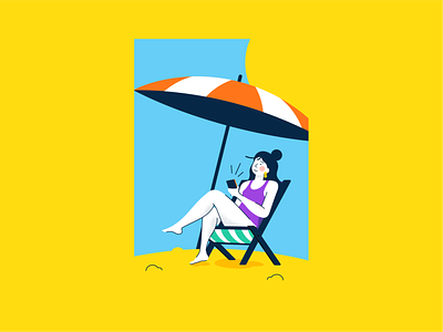 At The Beach beach character flat illustration people summer vacation vector