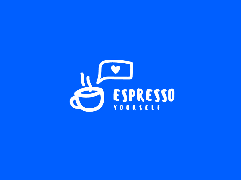 Espresso Yourself Logo Aleksandra Savic Coffee Day brand branding coffee coffee love colors community design espresso flat gif good day logo