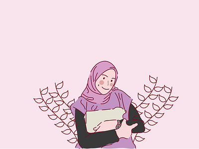 Campus girl with hijab - flat design adobe illustrator design illustration vector