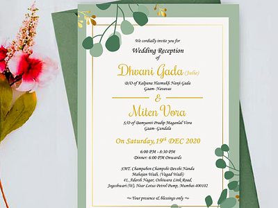 Wedding reception mockup creative designs floral design invitations wedding card wedding invitation