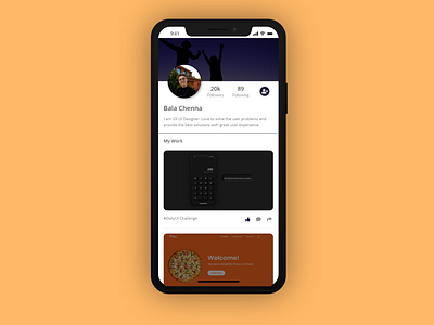 User Profile app dailyui ui ux