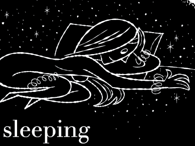 Letterpress Broadside Project: Not Sleeping girl illustration lineart space