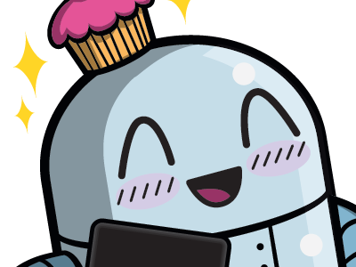 Robot Smile anime cupcake illustration robot smile