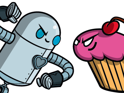 Robot v. Cupcake battle cupcake robot