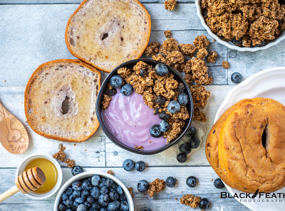 Breakfast Time! bagel photography breakfast photography food photography photographer photography yogurt bowl photography