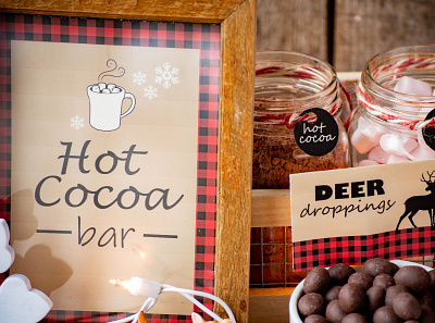 Hot Cocoa Bar Signs branding buffalo plaid christmas party food graphic design graphic design hot cocoa party poster sign sign design