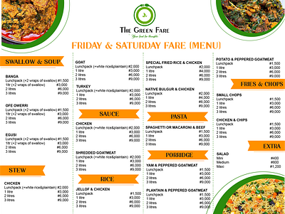 The Green Fare Menu design flyer design