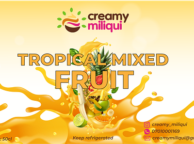 Tropical mixed fruits design flyer design