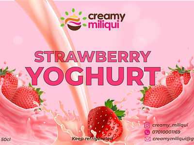 Strawberry yoghurt sticker design