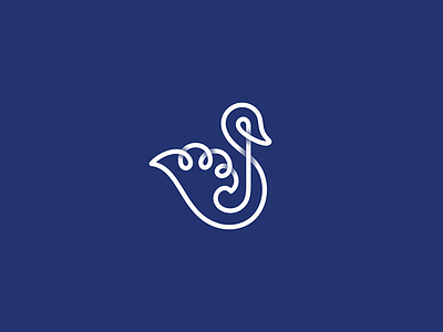 Swan animal bird blue gradient illustrator line logo mark shape swan
