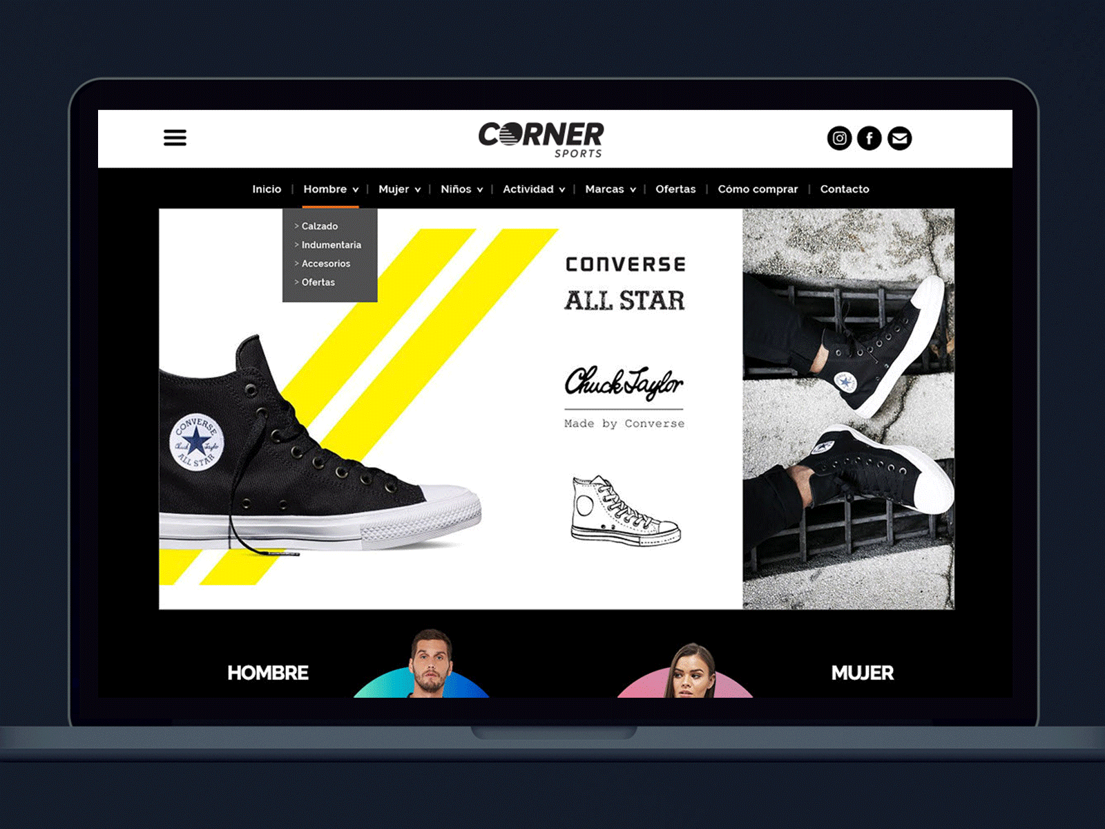 Corner Sports branding design logo web