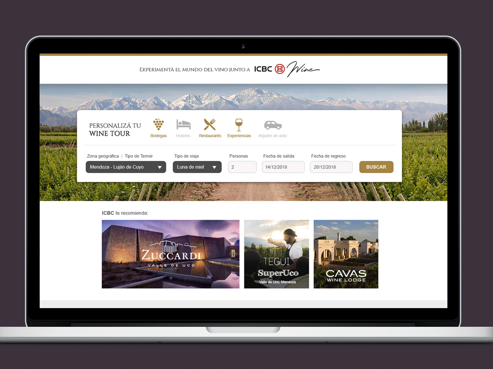 ICBC Wine Tour branding design web