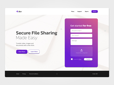 Homepage for file transfer service homepage webdesign
