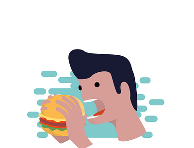 Hungry Dude burgers character eat illustration