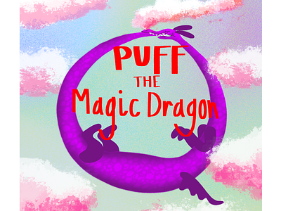 puff the magic dragon book cover childrenbookillustration childrens book design flat illustration