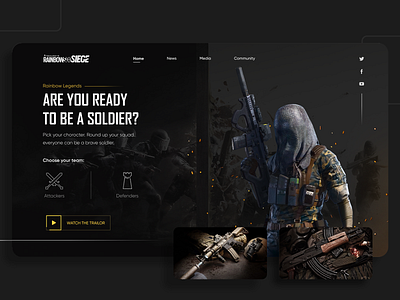 rainbow landing page design game game design games gaming rainbow soldier ui ui ux web web design