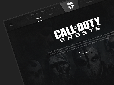 Call of Duty Landing page activision call of duty character dark design fight game game ui gaming ghost landing landingpage page shooter trailer ui ui ux web web design webdesign